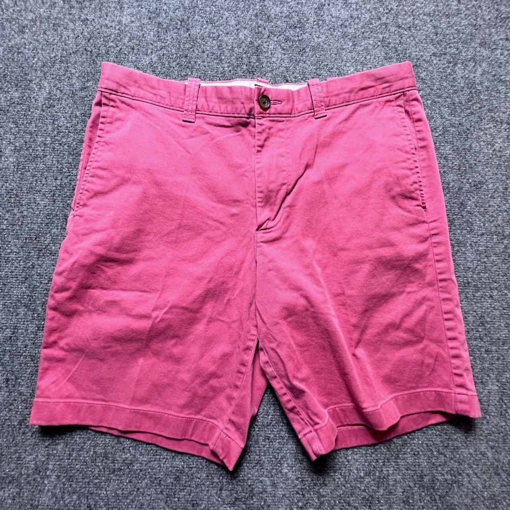 J. Crew Mens Red Stretch Chino Shorts 9 Inch Inseam Size 34 Preppy Money